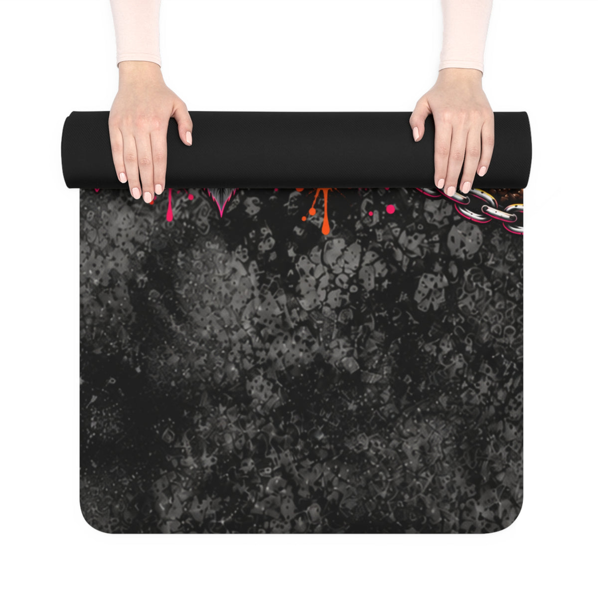 Dirt & Defiance Rubber Yoga Mat | Gothic Skull & Coffin Workout Mat by Subbin4Sanity