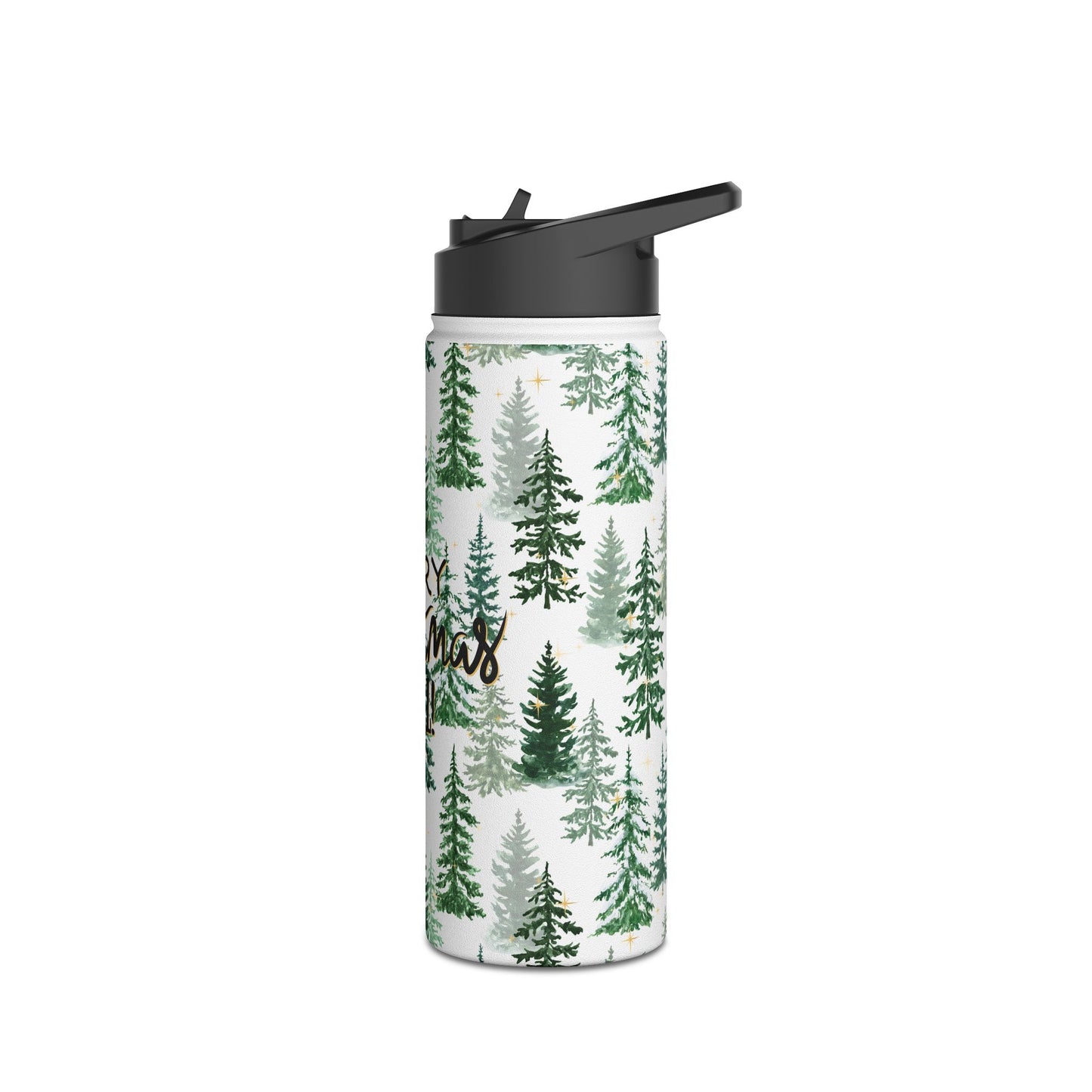 Merry Christmas Y'all Stainless Steel Water Bottle — Christmas Tree Design
