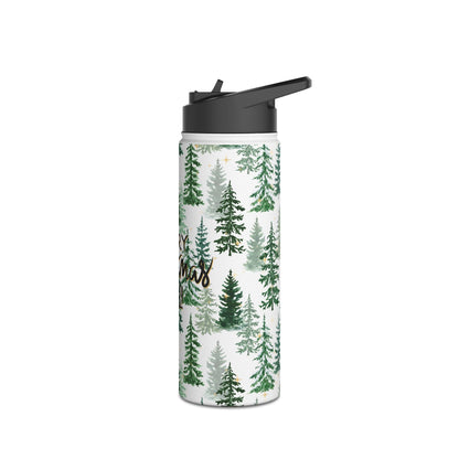 Merry Christmas Y'all Stainless Steel Water Bottle — Christmas Tree Design