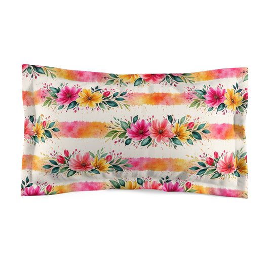 Wildflower Garden Stripe Pattern – Splatter Bloom Collection – Decorative Pillowcase Sham