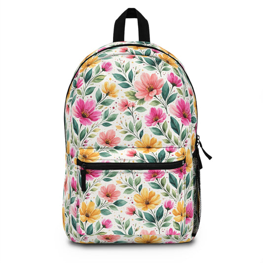 Watercolor Wildflower Garden Pattern – Splatter Bloom Collection – School Backpack
