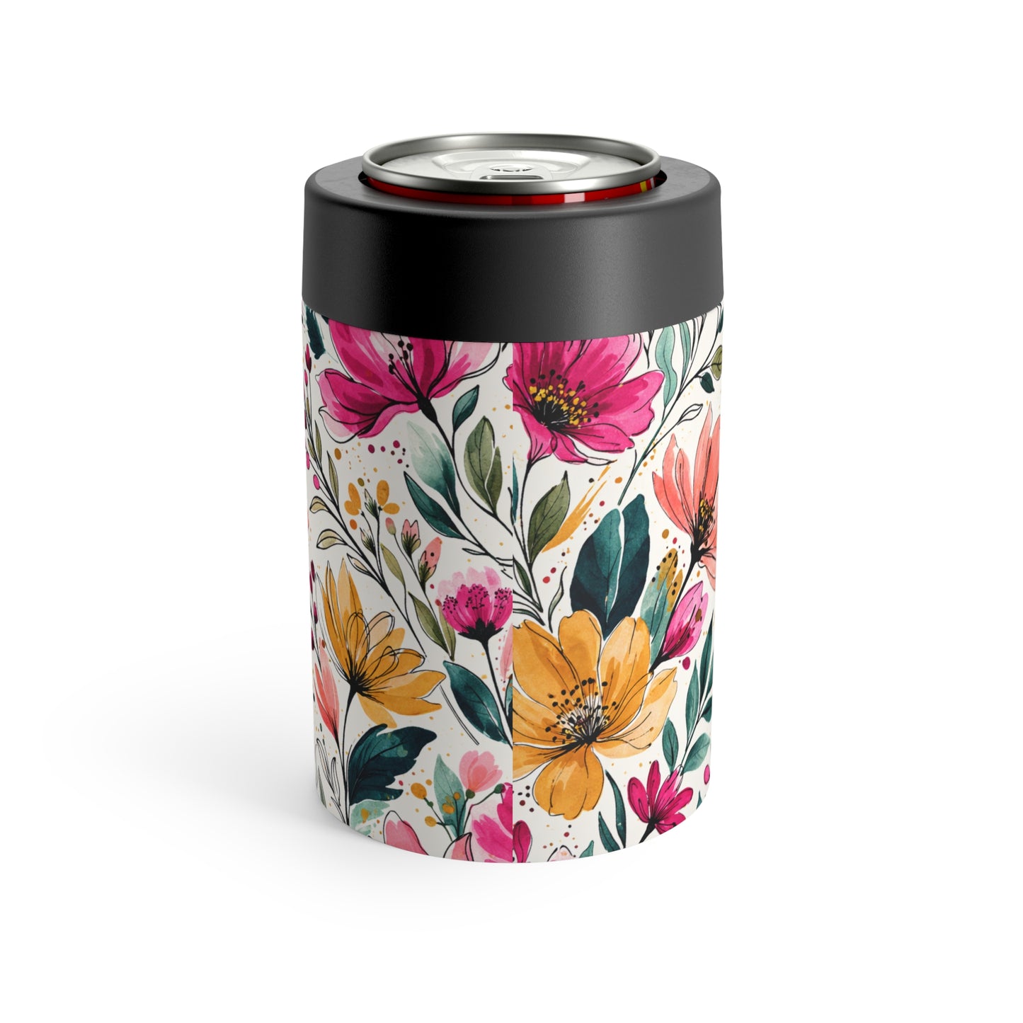 Modern Botanical Wildflower Pattern – Splatter Bloom Collection – 12oz Insulated Stainless Steel Koozie