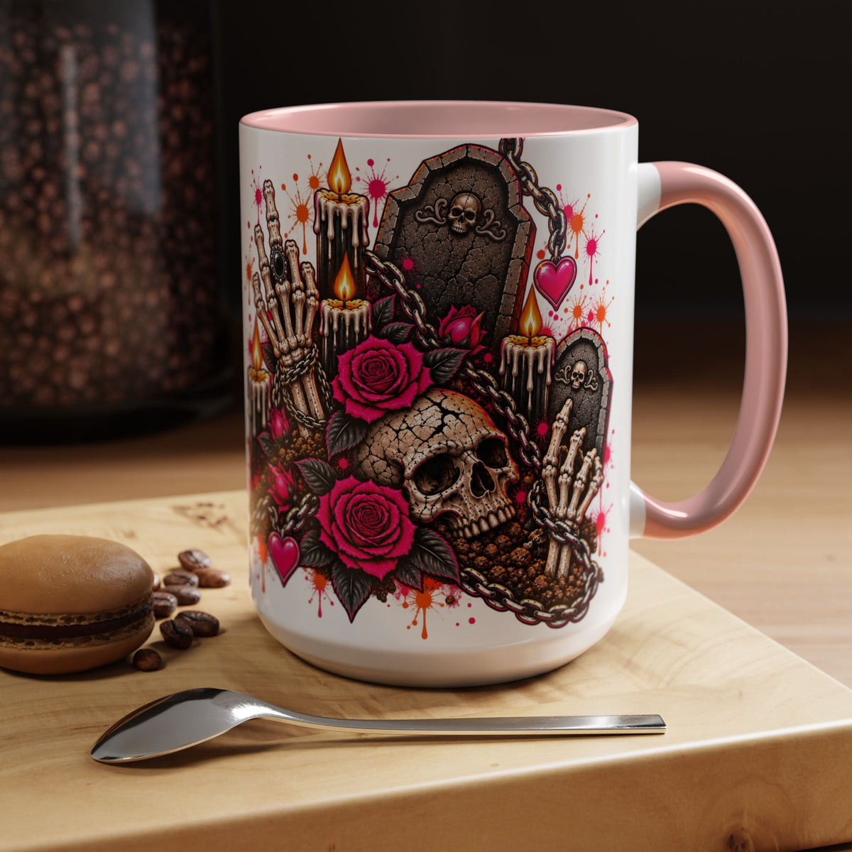 Dirt & Defiance Coffee Mug | Gothic Skull & Coffin Ceramic Mug by Subbin4Sanity