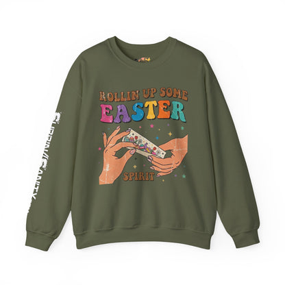 "Rollin Up Some Easter Spirit" Holiday Sweatshirt — Cozy Easter Crewneck