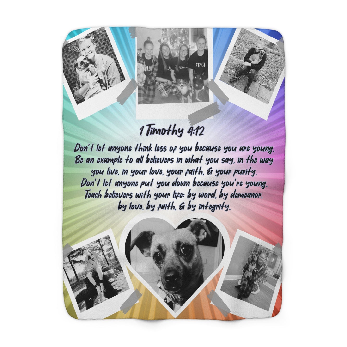 Custom In Memory Of sherpa fleece blanket with photo and Bible verse