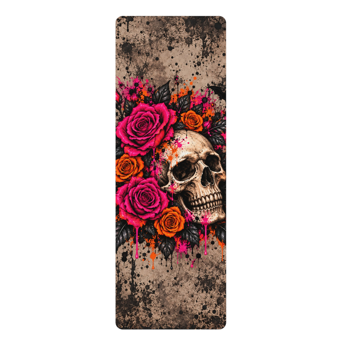 Deadly Blooms Rubber Yoga Mat | Gothic Floral Skull Workout Mat by Subbin4Sanity