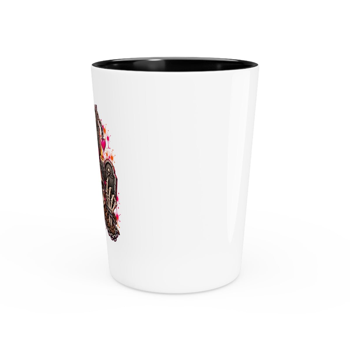 Dirt & Defiance Shot Glass | Gothic Skull & Coffin Drinking Glass by Subbin4Sanity