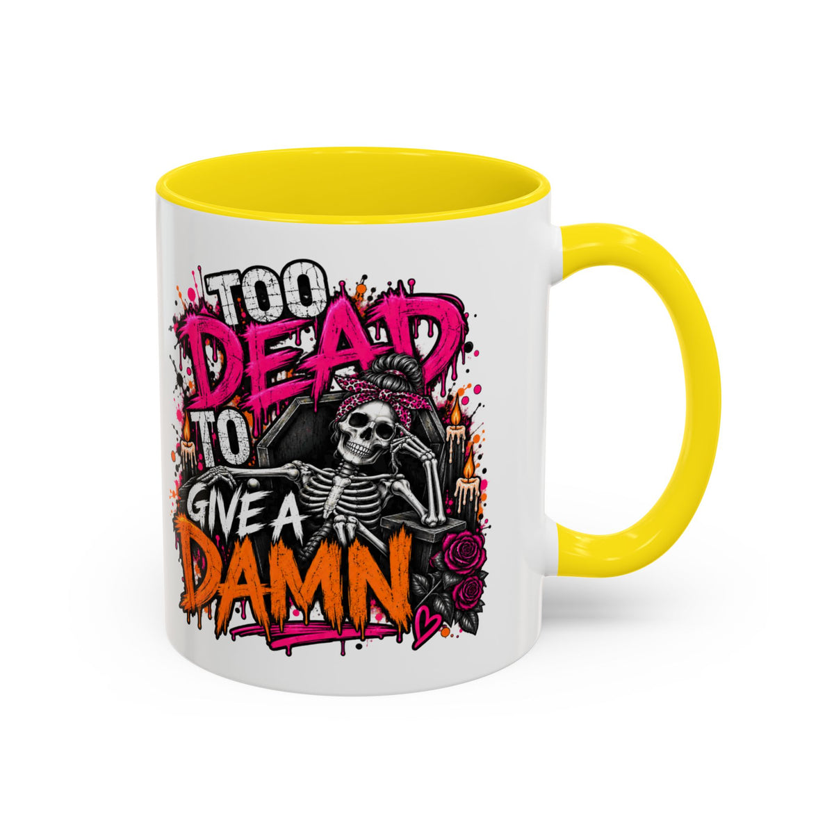 Too Dead To Give A Damn Coffee Mug | Sarcastic Gothic Ceramic Mug by Subbin4Sanity