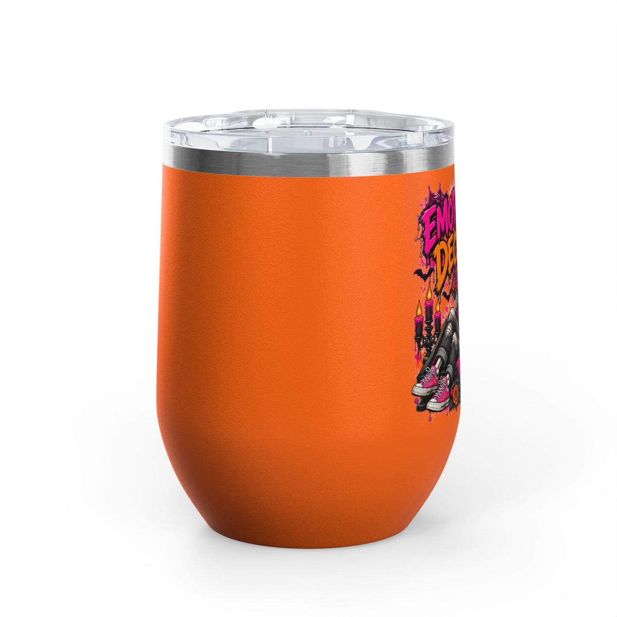 Emotionally Deceased 12oz Wine Tumbler | Dark Humor Gothic Stainless Steel Cup by Subbin4Sanity
