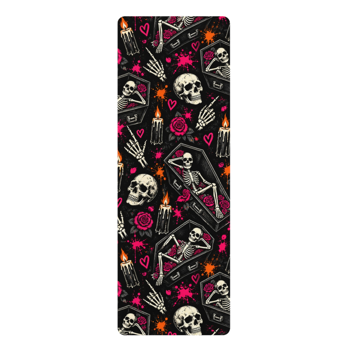 Dead & Unbothered Rubber Yoga Mat | Gothic Skeleton Workout Mat by Subbin4Sanity
