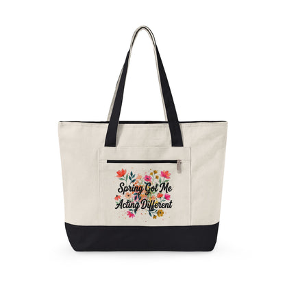 "Sprong Got Me Acting Different" — Zippered Tote Bag