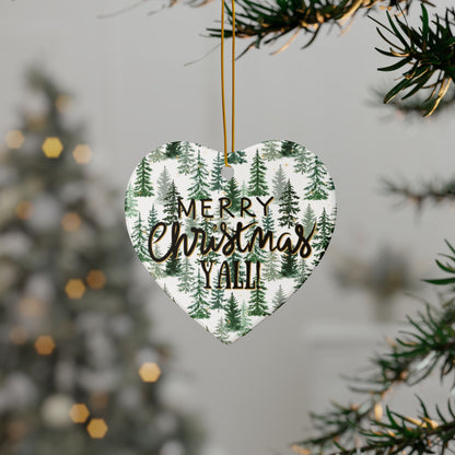 Merry Christmas Y’all Ceramic Ornament | Southern Holiday Tree Decor & Festive Keepsake by Subbin4Sanity