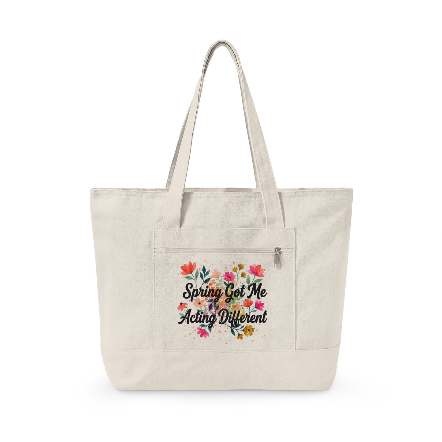 "Sprong Got Me Acting Different" — Zippered Tote Bag
