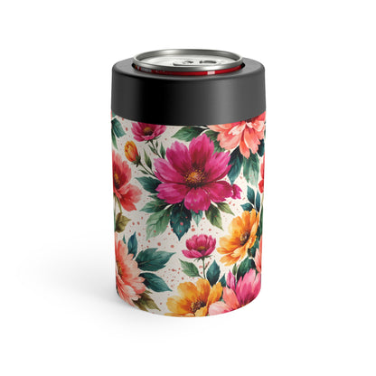 Electric Wildflower Garden Pattern – Splatter Bloom Collection – 12oz Insulated Stainless Steel Koozie