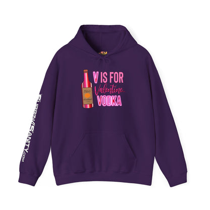"V Is For Vodka" Valentines Hoodie – Cute Graphic Pullover | Unisex Cozy Valentine’s Day Hoodie