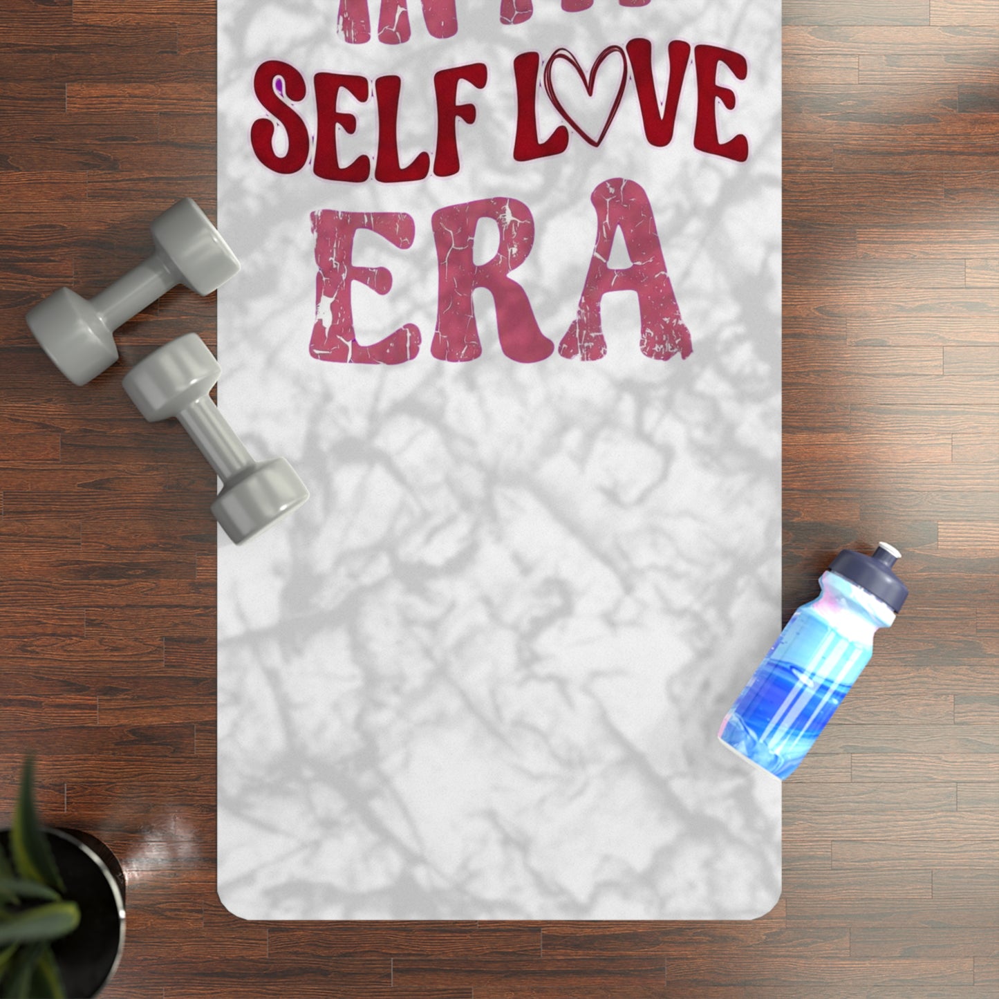 "In My Self Love Era" Rubber Yoga Mat — Marble Yoga Mat with "In My Self Love Era" Design