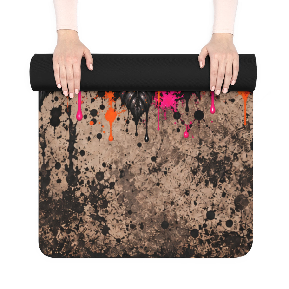 Deadly Blooms Rubber Yoga Mat | Gothic Floral Skull Workout Mat by Subbin4Sanity