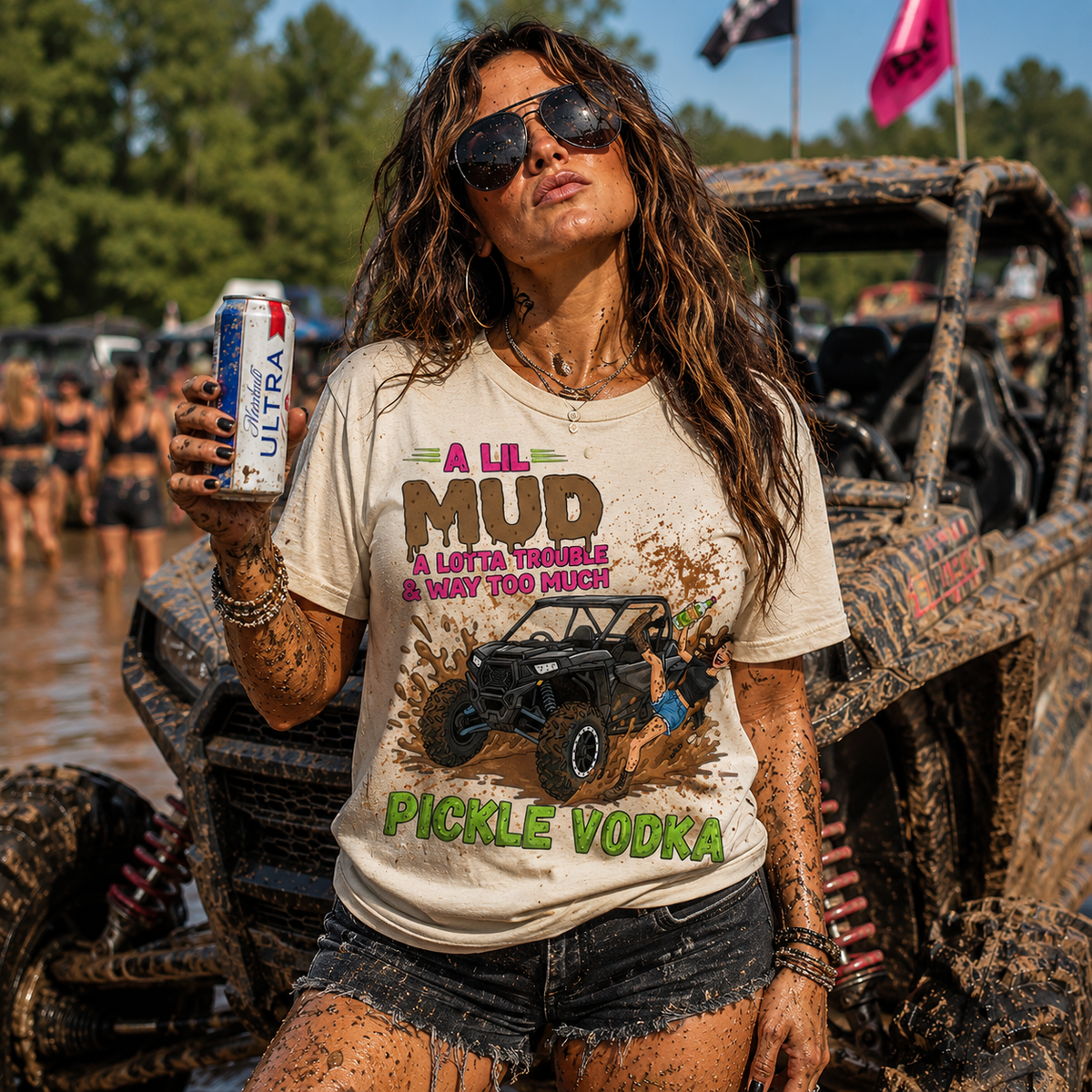 A Lil Mud, A Lotta Trouble & Way Too Much Pickle Vodka T-Shirt By Subbin4Sanity