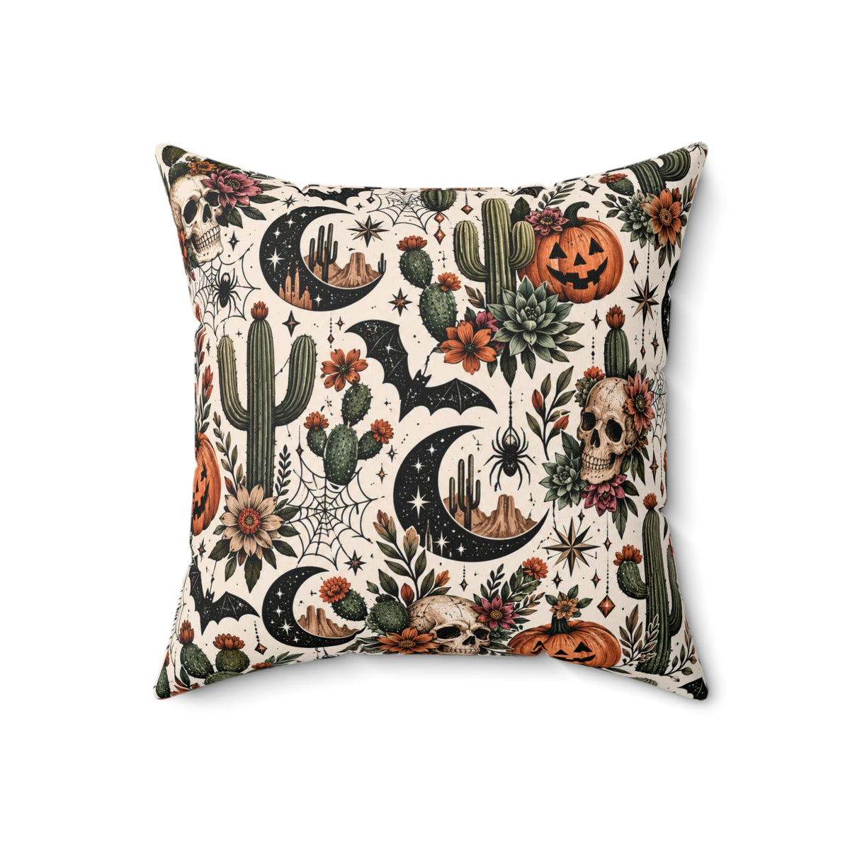 Born to Bloom Beneath Desert Moonlight – Double-Sided Boho Halloween Pillowcase & Insert