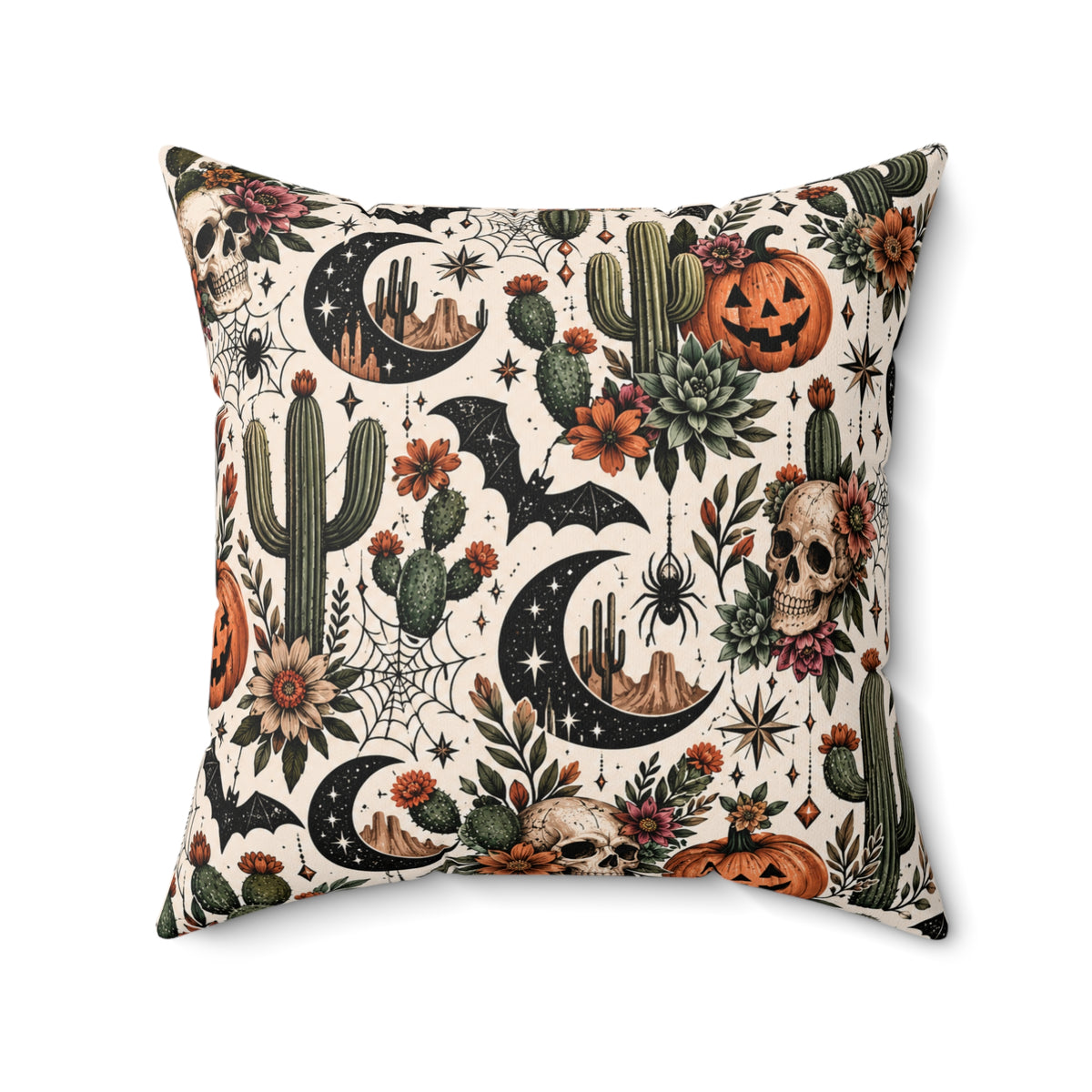 Born to Bloom Beneath Desert Moonlight – Double-Sided Boho Halloween Pillowcase & Insert