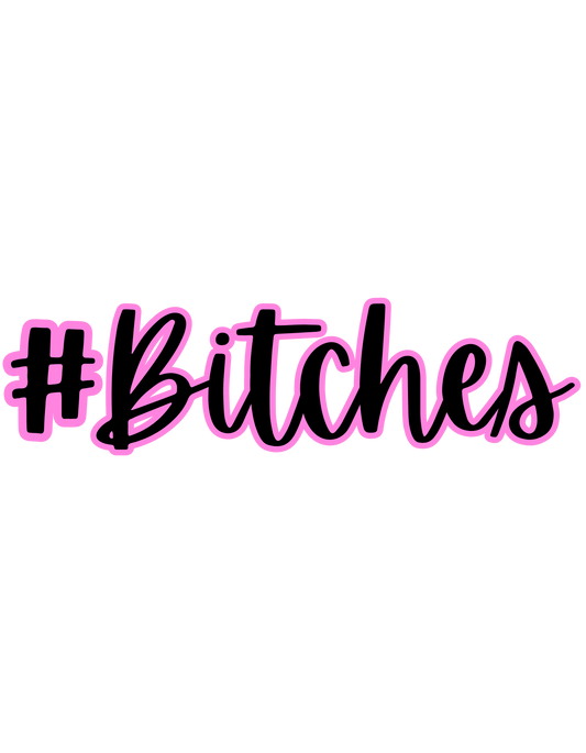 Text '#Bitches' with a pink hashtag with transparent background