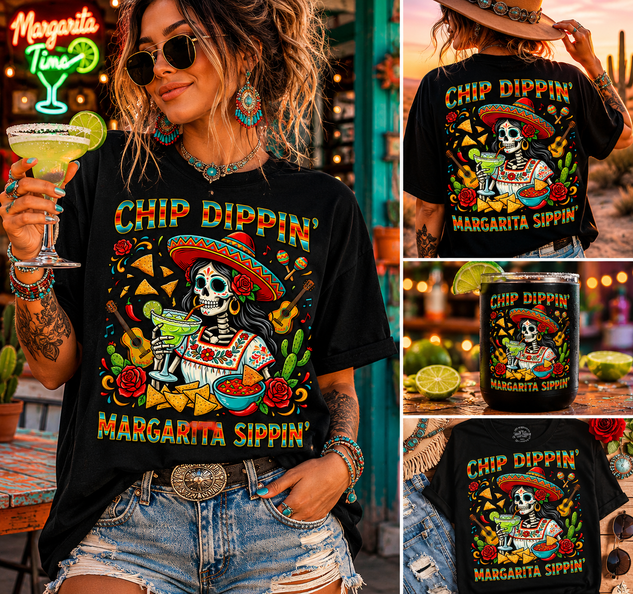 Chip Dippin' Margarita Sippin' Original PNG Design By Subbin4Sanity