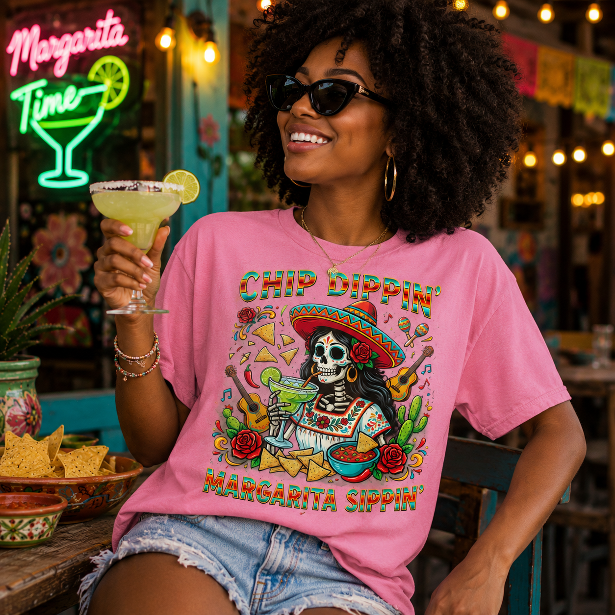 Chip Dippin' Margarita Sippin' Original PNG Design By Subbin4Sanity