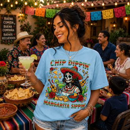 Chip Dippin' Margarita Sippin' Original PNG Design By Subbin4Sanity