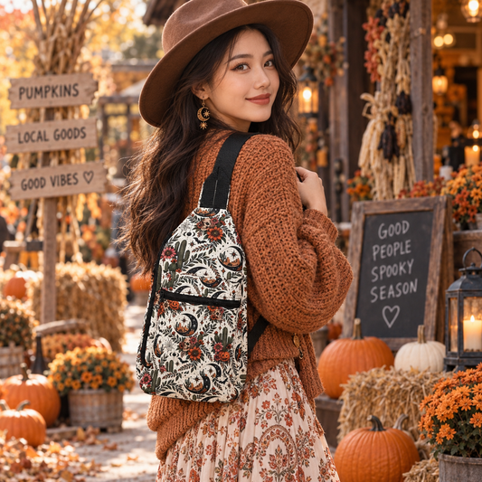 Desert Moonlight Crossbody Bag | Boho Halloween Shoulder Bag by Subbin4Sanity