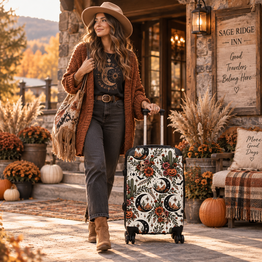 Desert Moonlight Suitcase | Boho Halloween Luggage by Subbin4Sanity