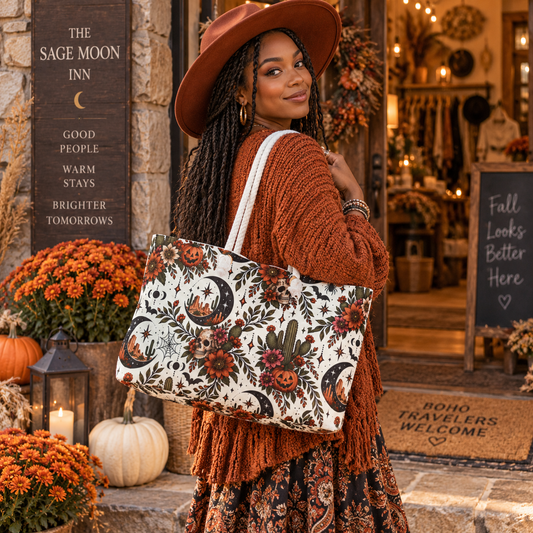 Desert Moonlight Weekender Bag | Boho Halloween Travel Tote by Subbin4Sanity