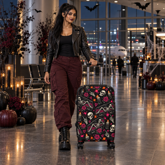 Dead & Unbothered Suitcase | Skull & Rose Halloween Luggage by Subbin4Sanity