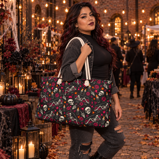 Dead & Unbothered Weekender Bag | Skull & Rose Halloween Travel Bag by Subbin4Sanity