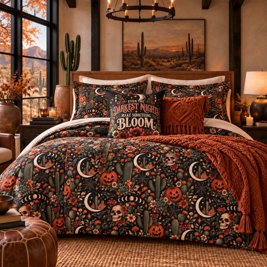 Desert Eclipse Comforter | Boho Halloween Celestial Bedding by Subbin4Sanity