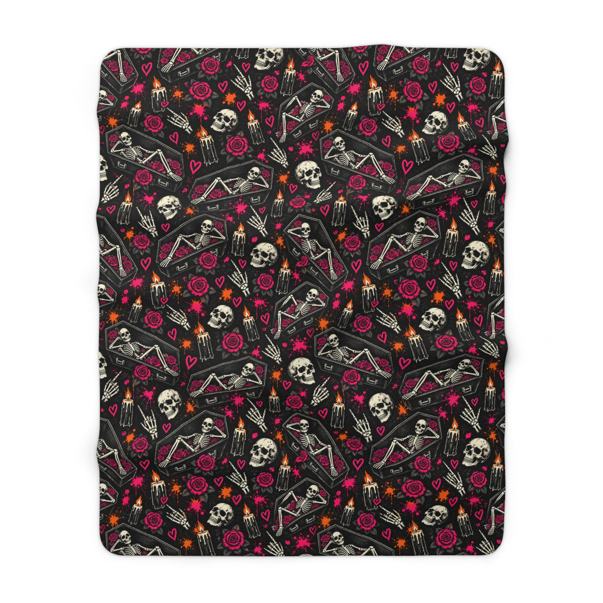Dead & Unbothered Sherpa Fleece Blanket | Gothic Skeleton & Rose Throw by Subbin4Sanity