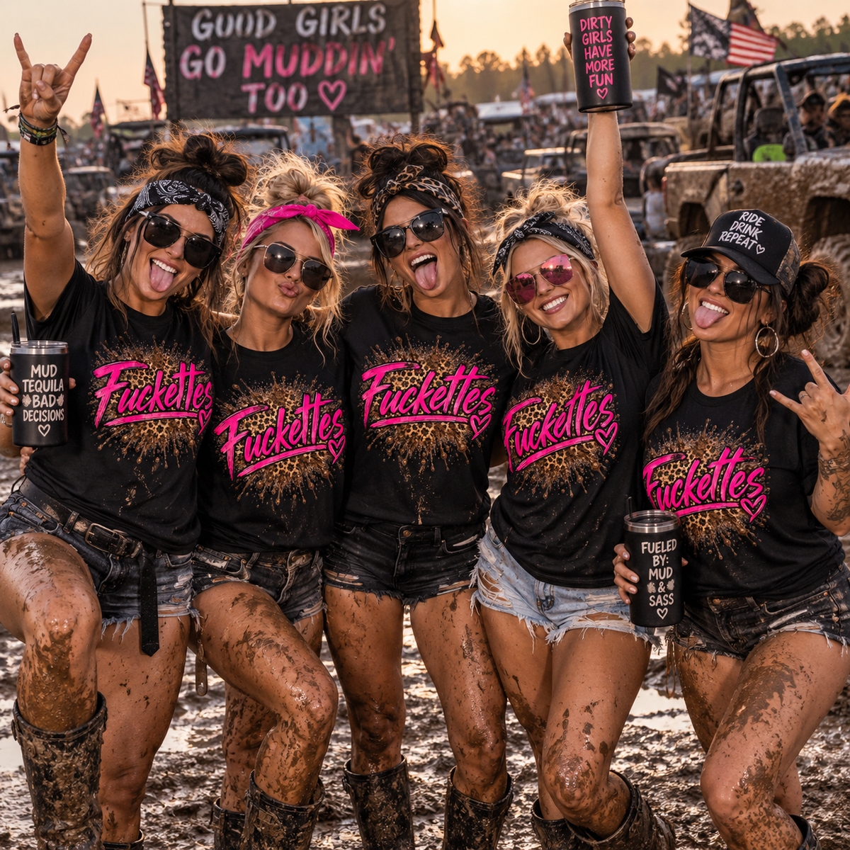 Fuckettes | Funny Mud Riding Girls Graphic T-Shirt | Girls Ride Crew Tee by Subbin4Sanity