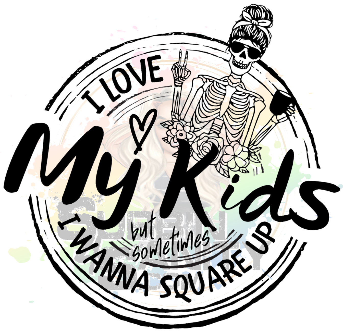 Digital Download | “I Love My Kids, But Sometimes I Wanna Square Up”, Funny Mom Life PNG, Skeleton Sublimation Design for T-Shirts, Mugs & Tumblers