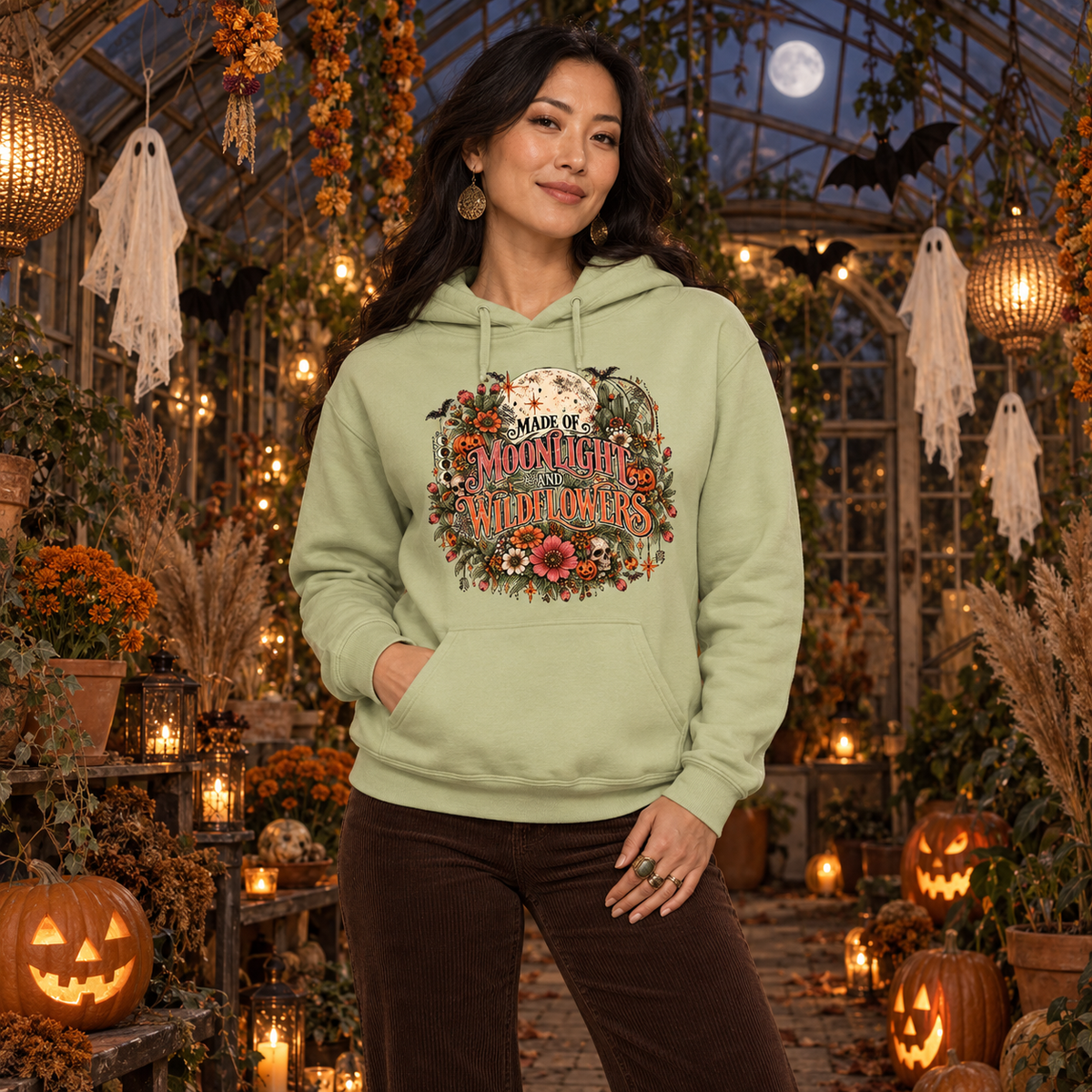 Made Of Moonlight And Wildflowers Hoodie | Boho Halloween Pullover by Subbin4Sanity