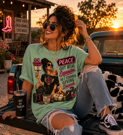 "Peace Got Real Expensive So I Stopped Giving Discounts", Unisex Softstyle T-Shirt