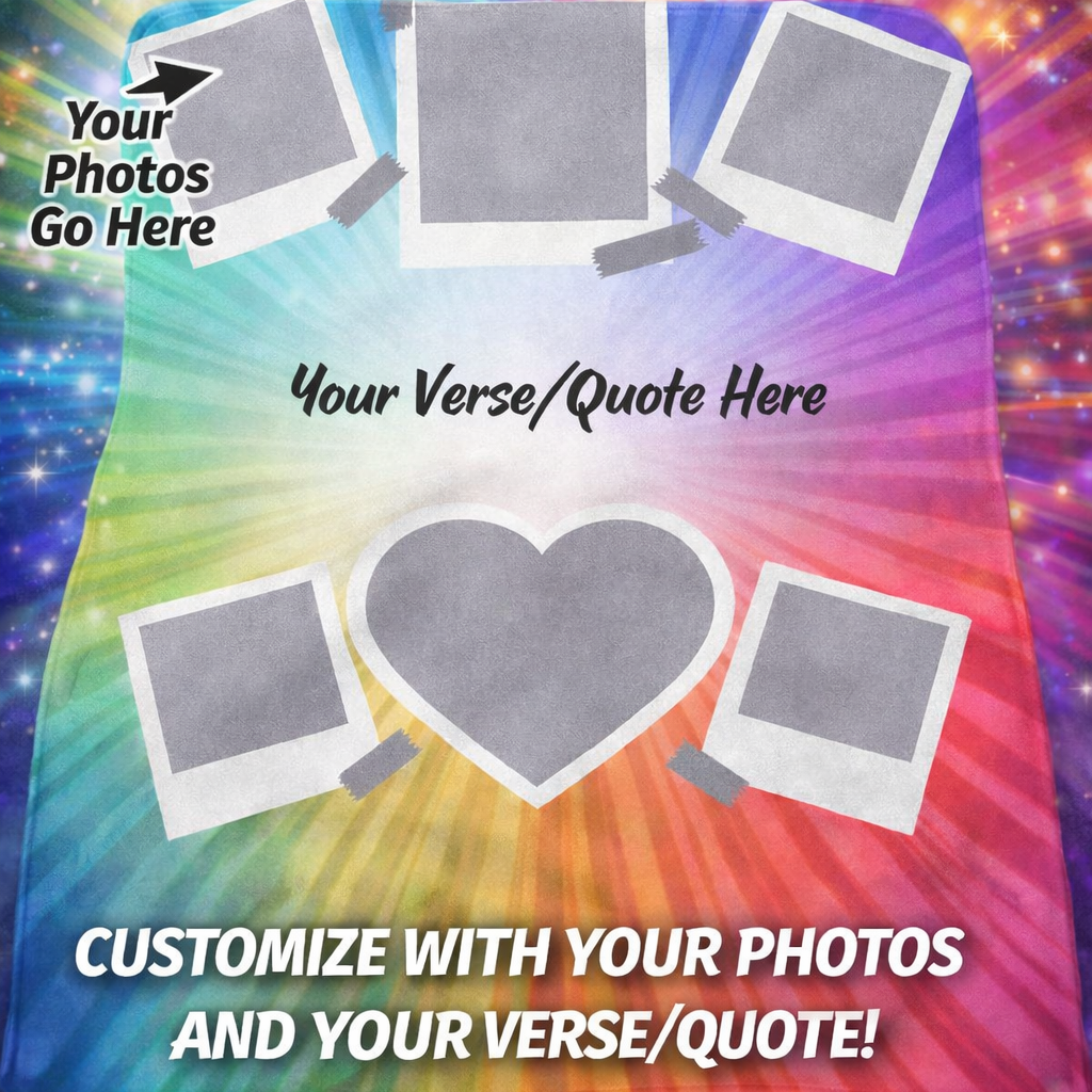 Custom In Memory Of sherpa fleece blanket with photo and Bible verse