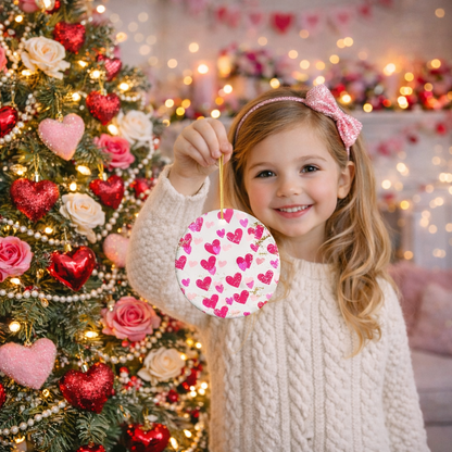 Heart Ceramic Ornament | Pink Hearts Valentine Decor & Love Pattern Keepsake by Subbin4Sanity