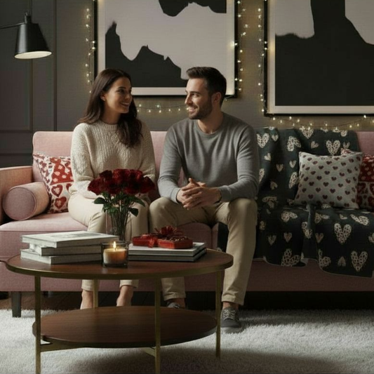 Black Valentine’s sherpa fleece blanket with leopard heart pattern