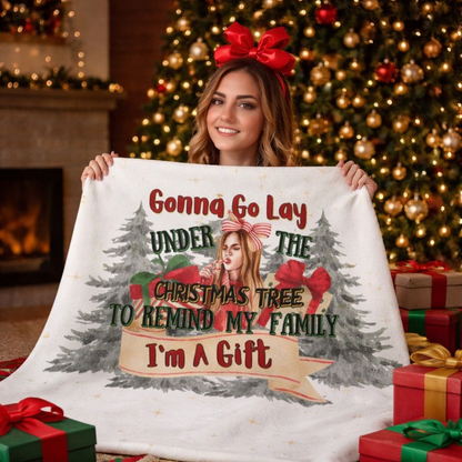 White Christmas sherpa fleece blanket with funny holiday quote