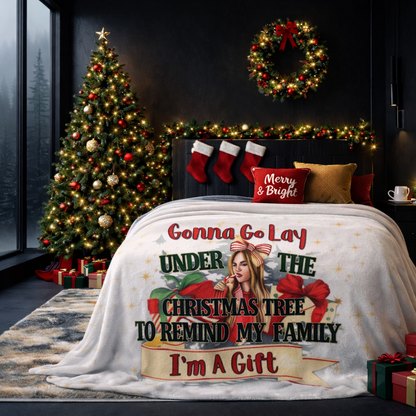 White Christmas sherpa fleece blanket with funny holiday quote